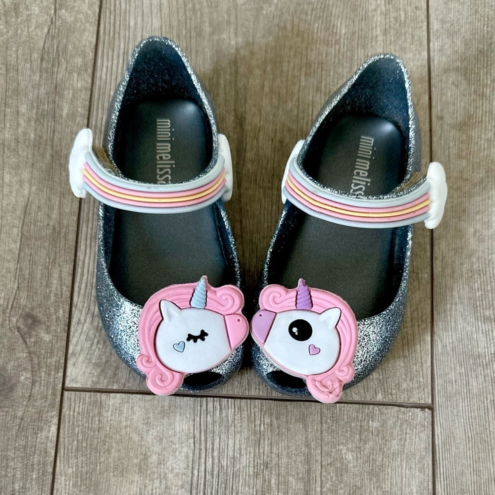 Mini Melissa Unicorn Mary Janes Toddler Girl Size 6 EUC